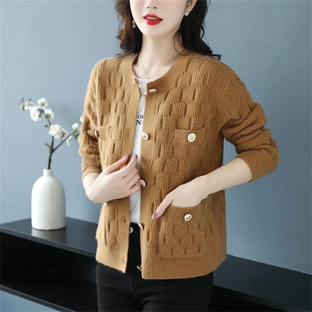 DBFBDTU Cardigan da donna casual a girocollo cardigan cappotto corto cardigan giacca bottoni maglia