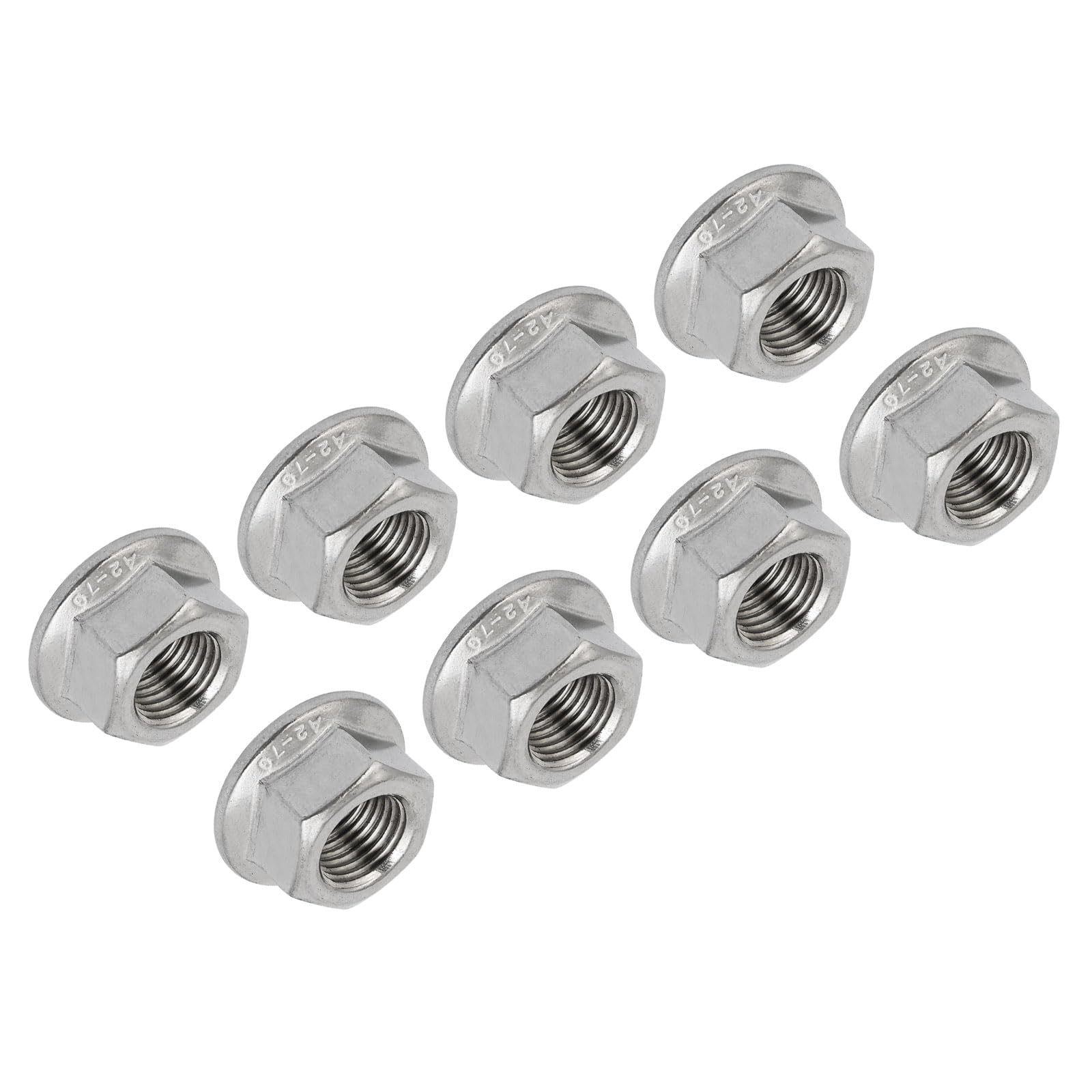 QUARKZMAN M12 x 1,25mm Hexagonal Brida Tuerca x 8uds 304 Inoxidable Acero Derrado Métrico Hexagonal Bloqueo Tuercas para Tuberías, Automóviles Motores, [Plateado Tono]