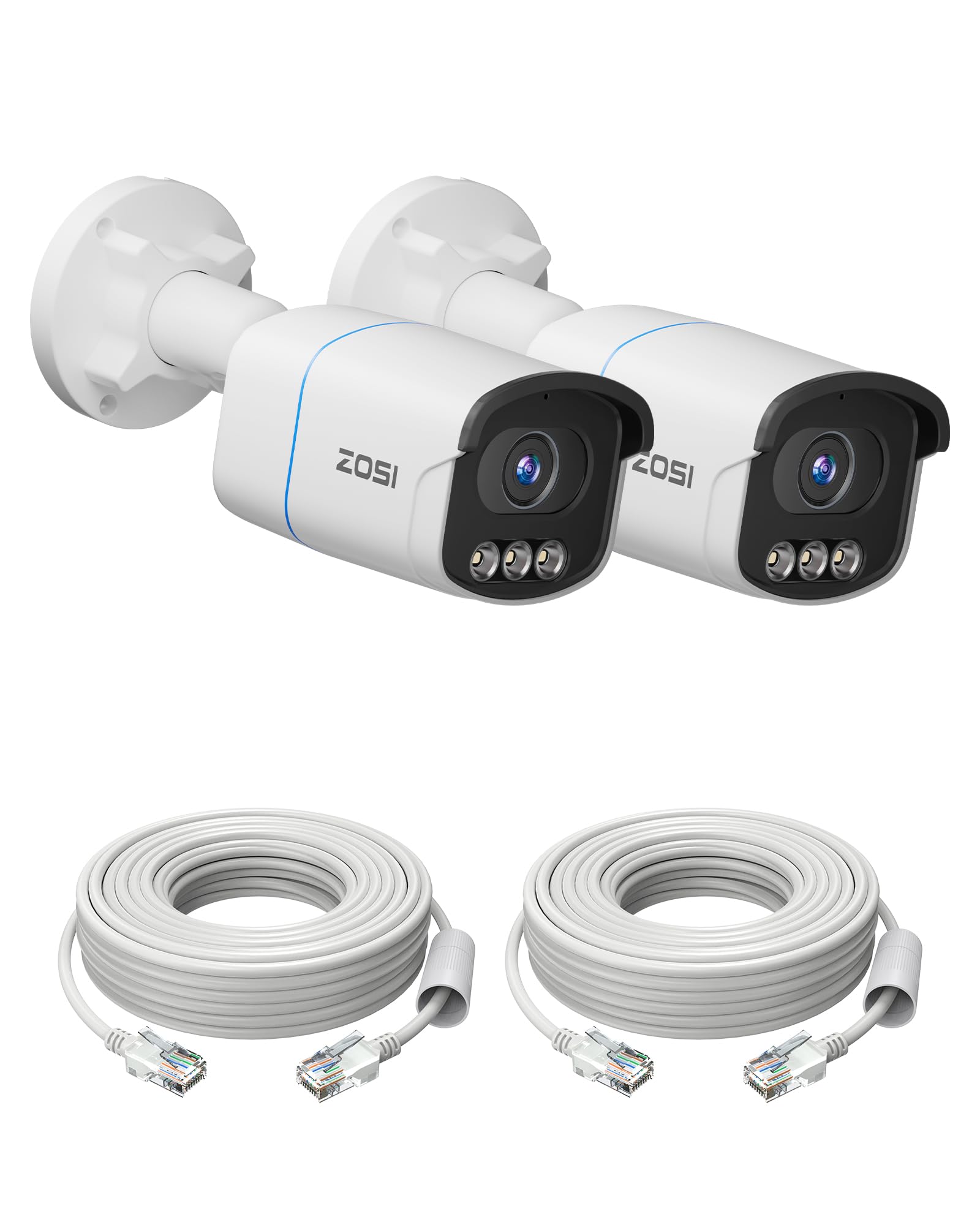 ZOSI C186 5MP Security PoE Camera, 2 Pack Wired Audio Bullet IP Camera