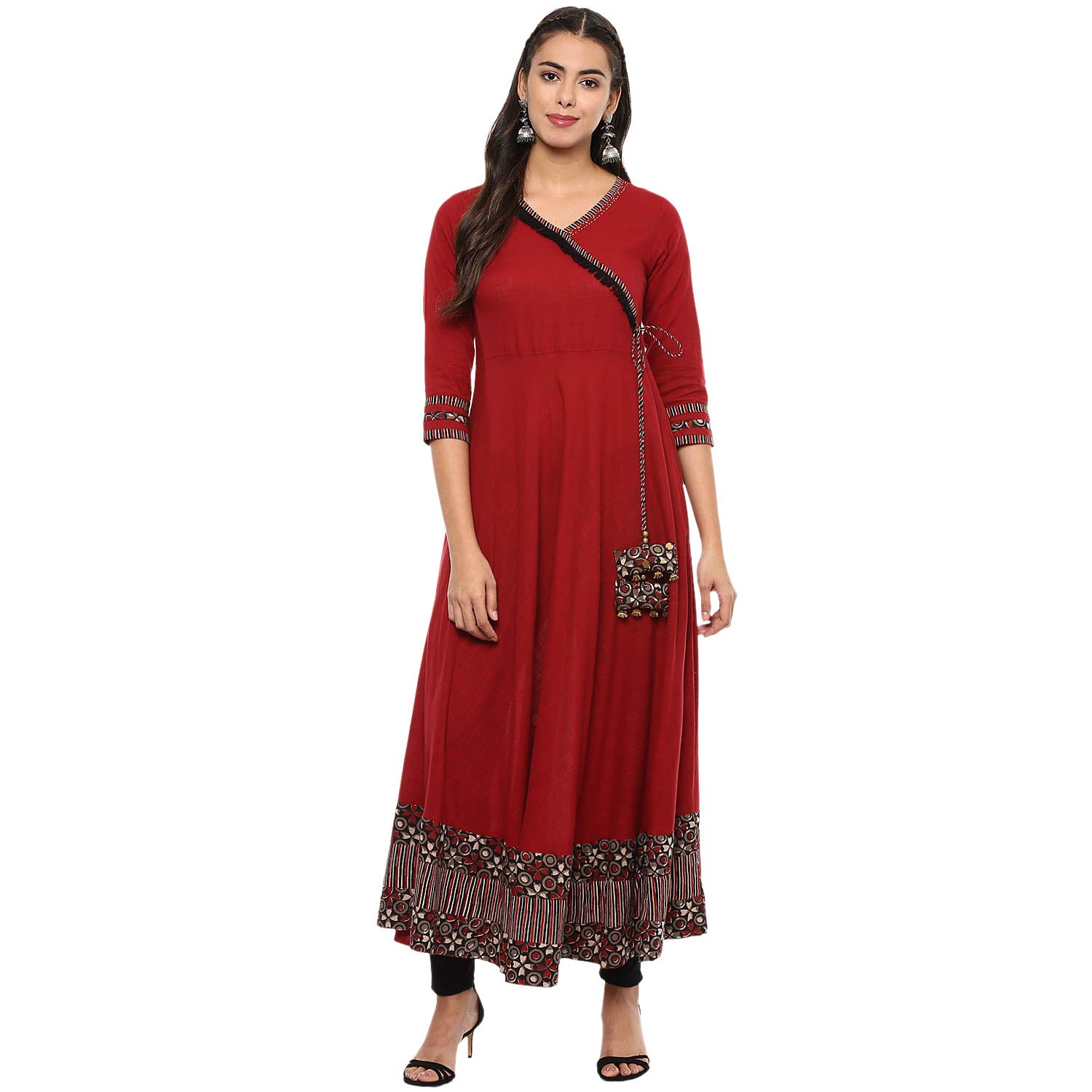 Yash Gallery Women 242YK287MEHROON Kurta (pack of 1)
