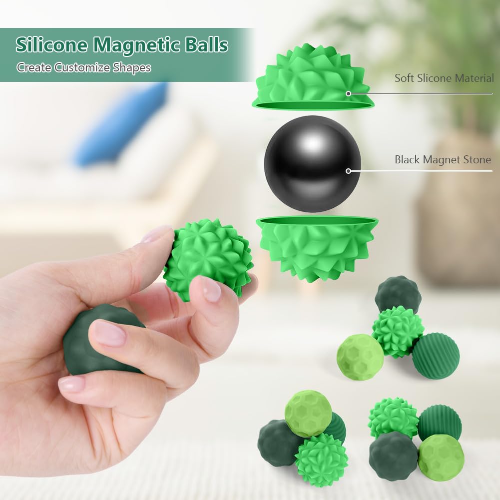 Ainiv 4PCS Magnetic Balls Fidget Toys, Silicone Anti Stress Balls Fingers Toy for Autism ADHD Anxiety Quiet Office Desk Toy - Image 3