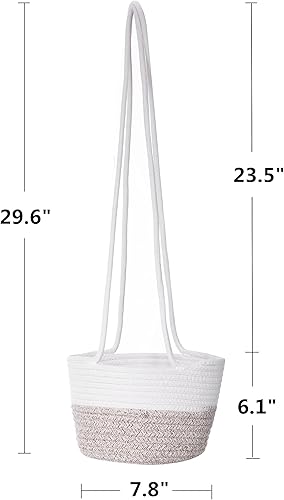 Miniatura 9 de Cesta colgante para macetas, cuerda de yute, colgadores para plantas colgantes de interiores, soporte para plantas colgantes de hasta 7 pulgadas,