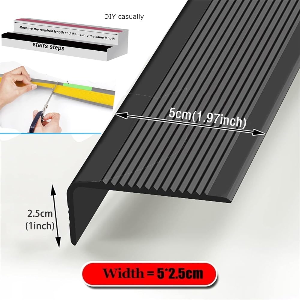 Treppenkantenschutz in L-Form - Selbstklebend Rutschfest Vinyl Gummi Treppenschutz Wasserdicht & Glow in the Dark Brown 70 Zoll - Perfekt für Sicherheit & Stil