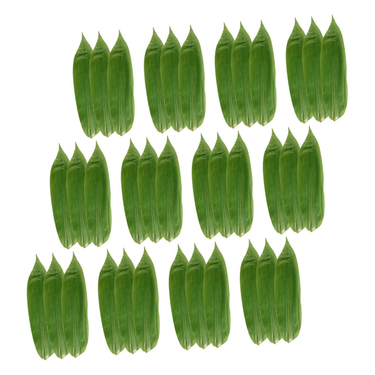 KICHOUSE 100pcs Sushi Grass Sushi Boat Decorations Banana Leaf Plates Leaf Coaster Luau Green Leaves Faux Tropical Leaves Vacutrim Pallets Sushi Leaves Ye Japanese-style Bamboo Leaves