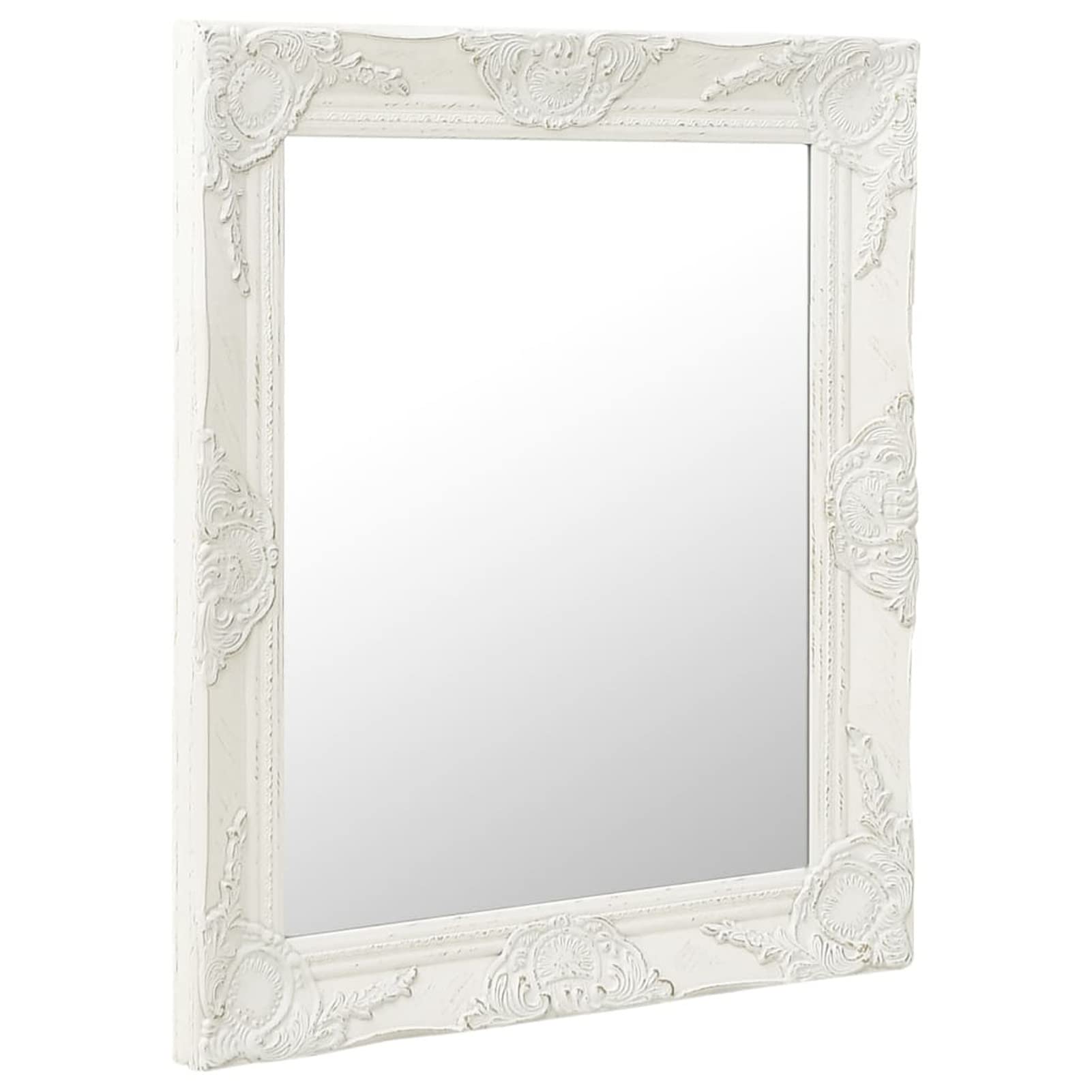 Homgoday Lustro ścienne w stylu barokowym 50 x 60 cm białe, meble, lustro do drzwi lustro toaletowe, lustro łazienkowe