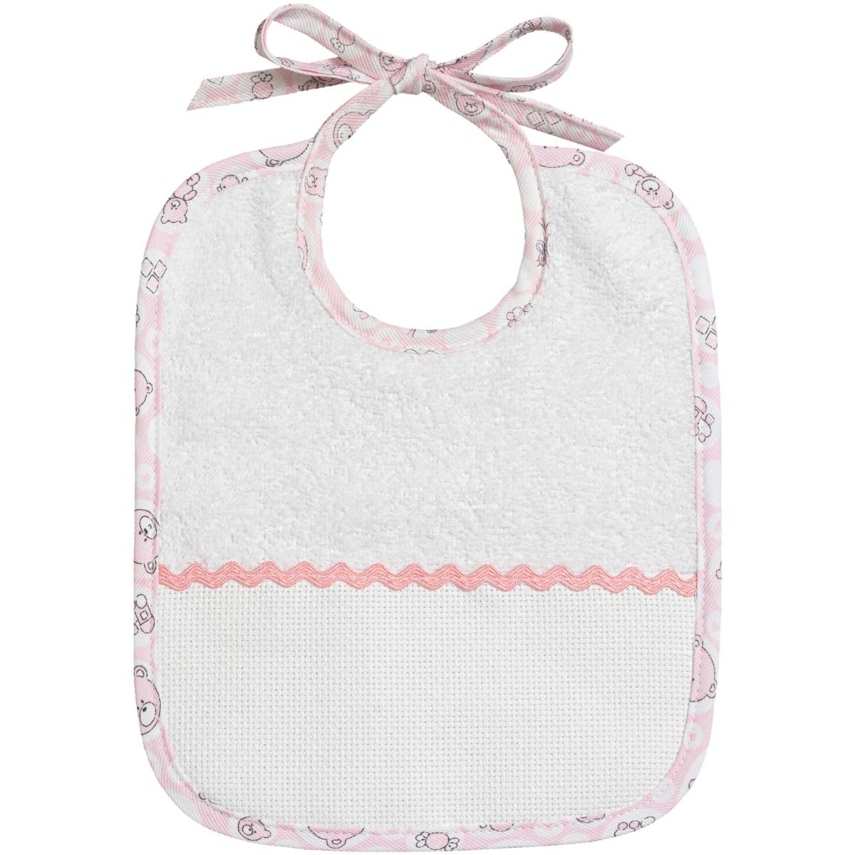 Bavaglini Rettangolari da Ricamare Set 3 Spugna bianca 385 g/m² Tela Aida 55 fori 24x20 cm