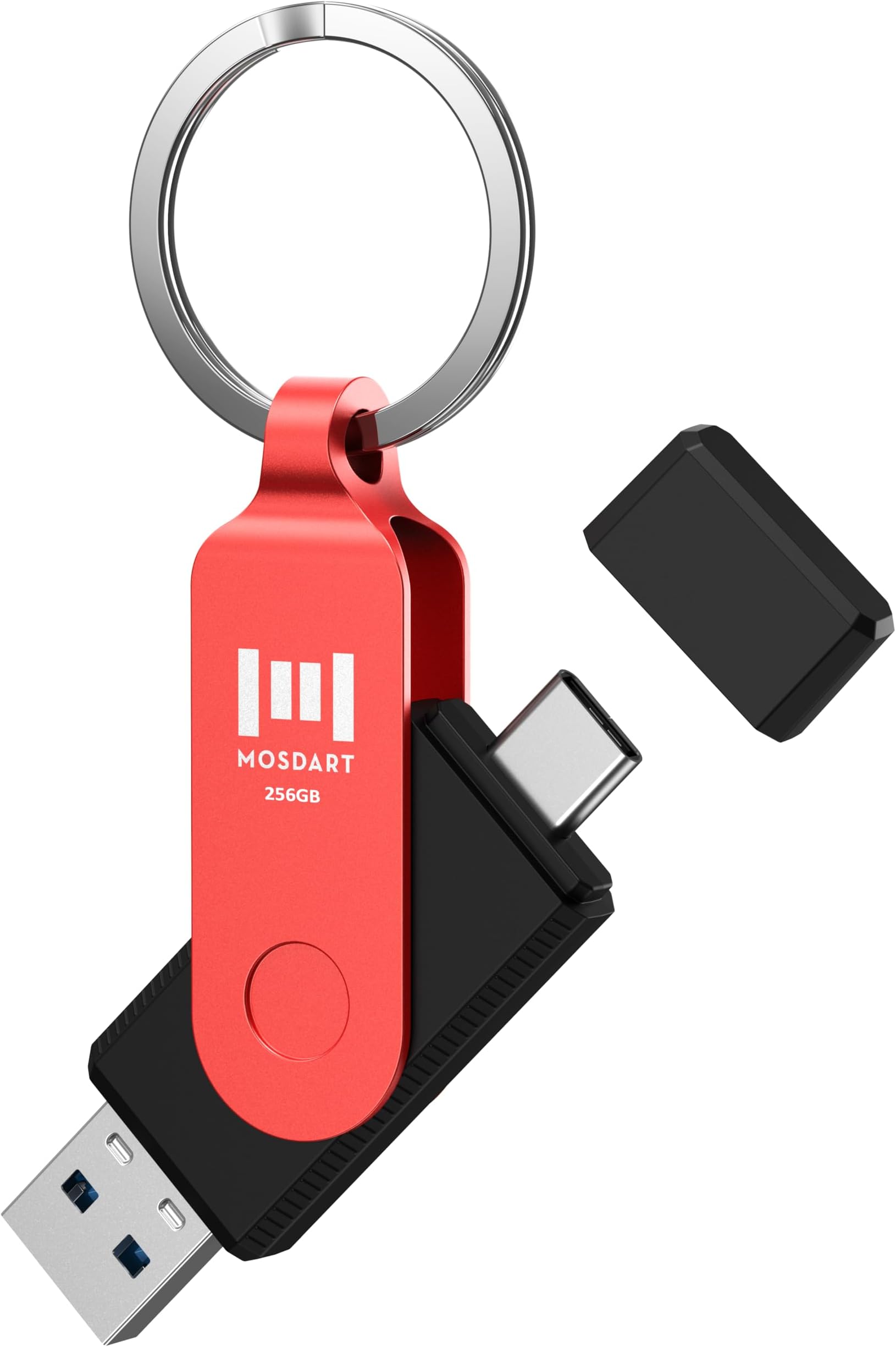 MOSDART 256GB USB C Dual Flash Drive Speed Up to 150MB/s with Keychain - 2 in 1 OTG USB3.1 Type-C Thumb Drive Memory Stick for USB-C Android Phones, iPhone 15, MacBook, iPad, Computers, etc. Red