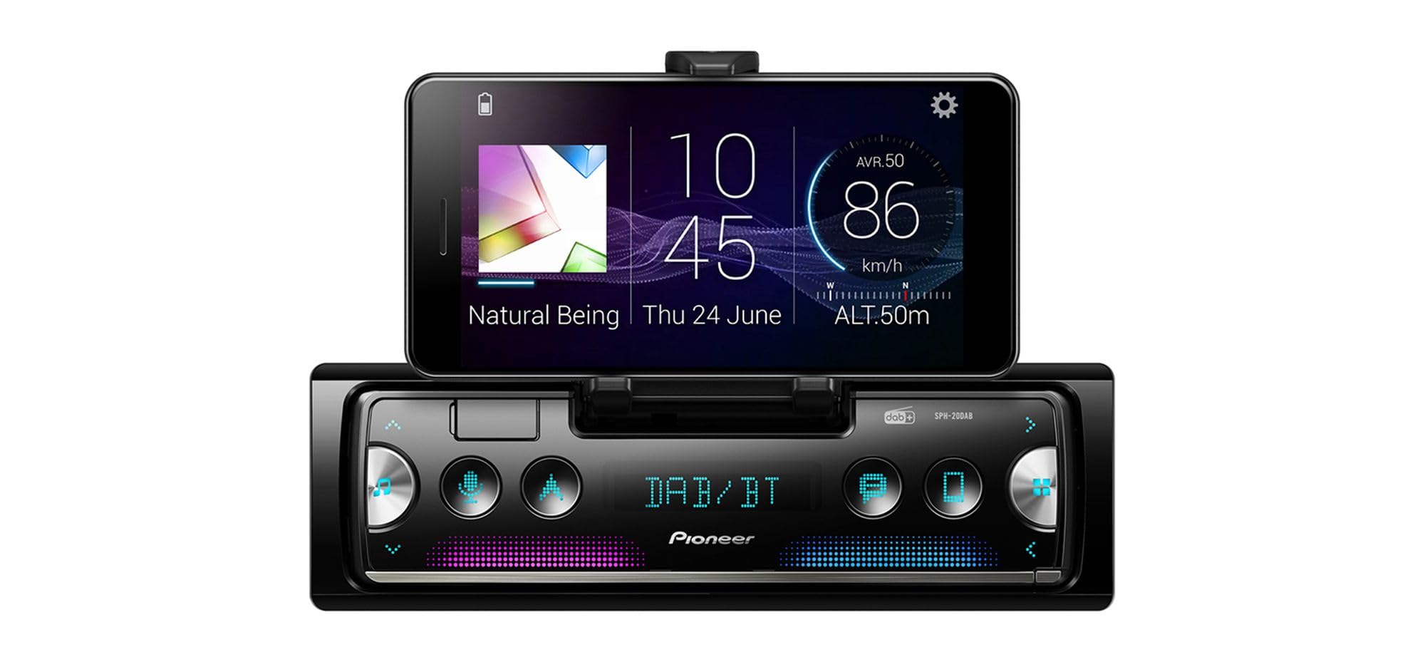 SPH-20DAB Next generation 1-DIN receiver with DAB/DAB+ Digital Radio, Bluetooth, USB and Spotify. Connects to iPhone & Android devices, Black