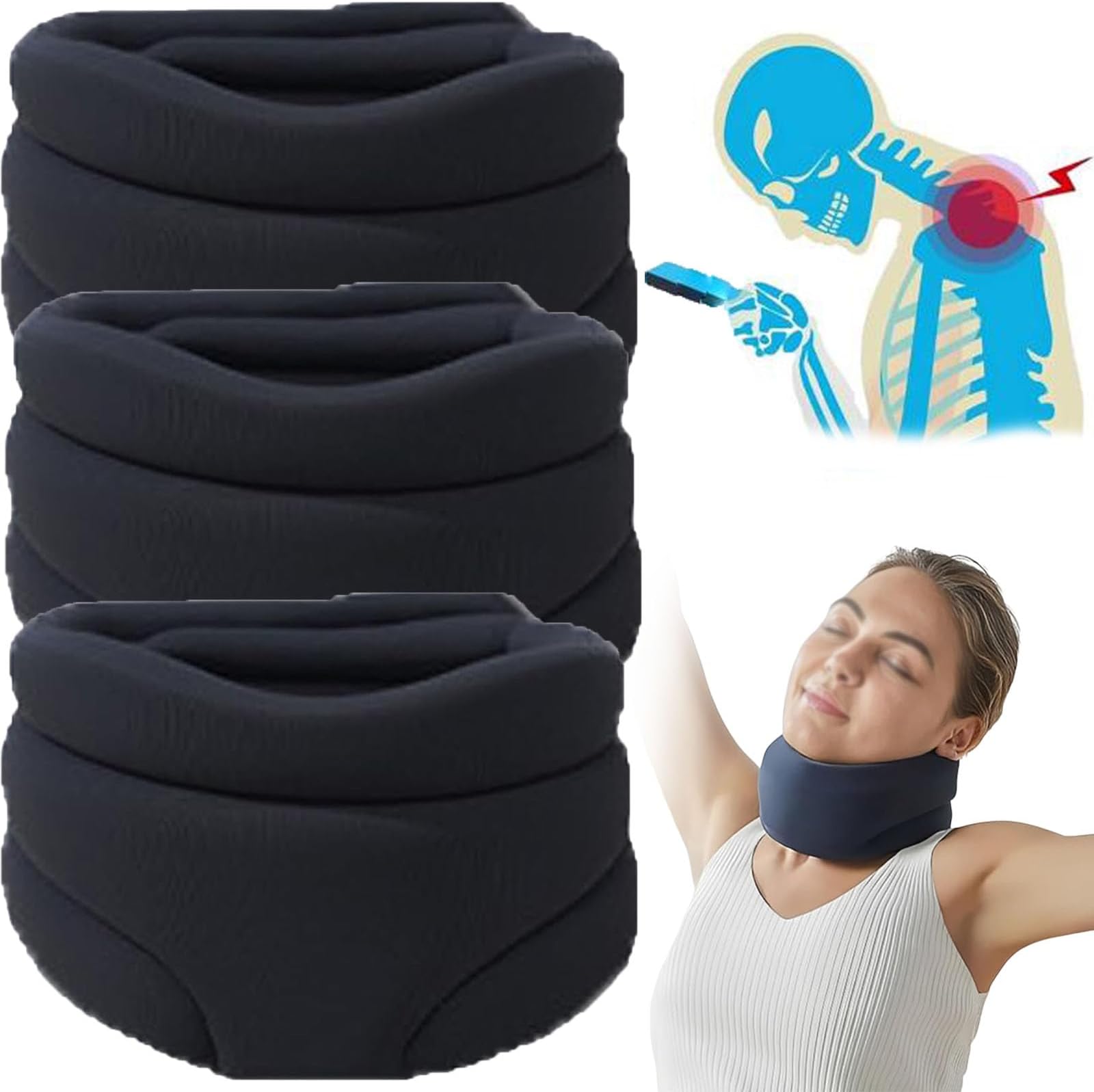 Cervicorrect, Cervicorrect Neck Brace, Cervicorrect Neck Brace by Healthy Lab Co, Neck Brace for Neck Pain and Support, Cervical Neck Brace for Snoring (3PCS,C)