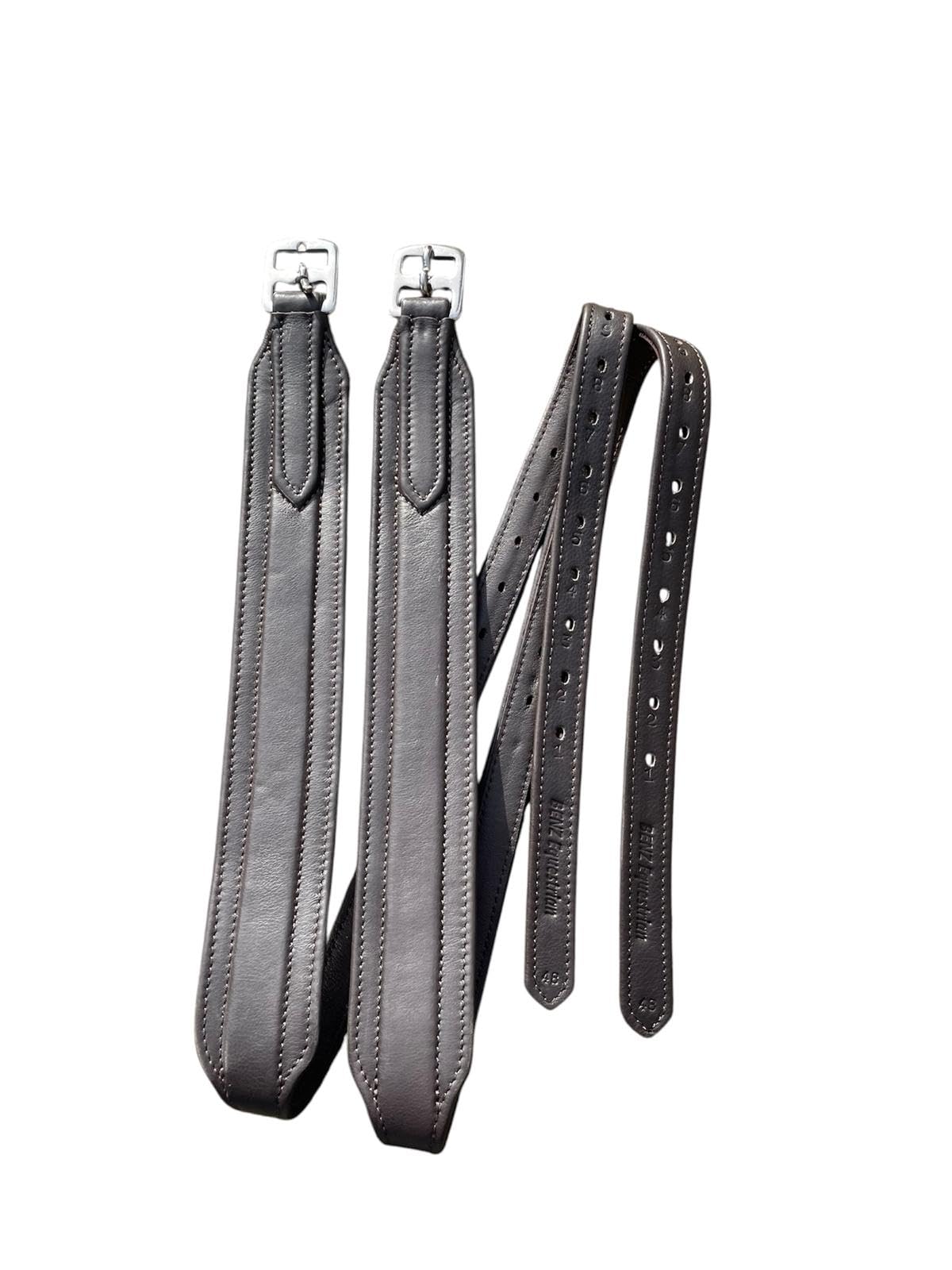 BENZ EQUESTRIAN Wide Stirrup Leathers for Jump Saddle Nylon Core No Stretch (Brown, 56 Inches)
