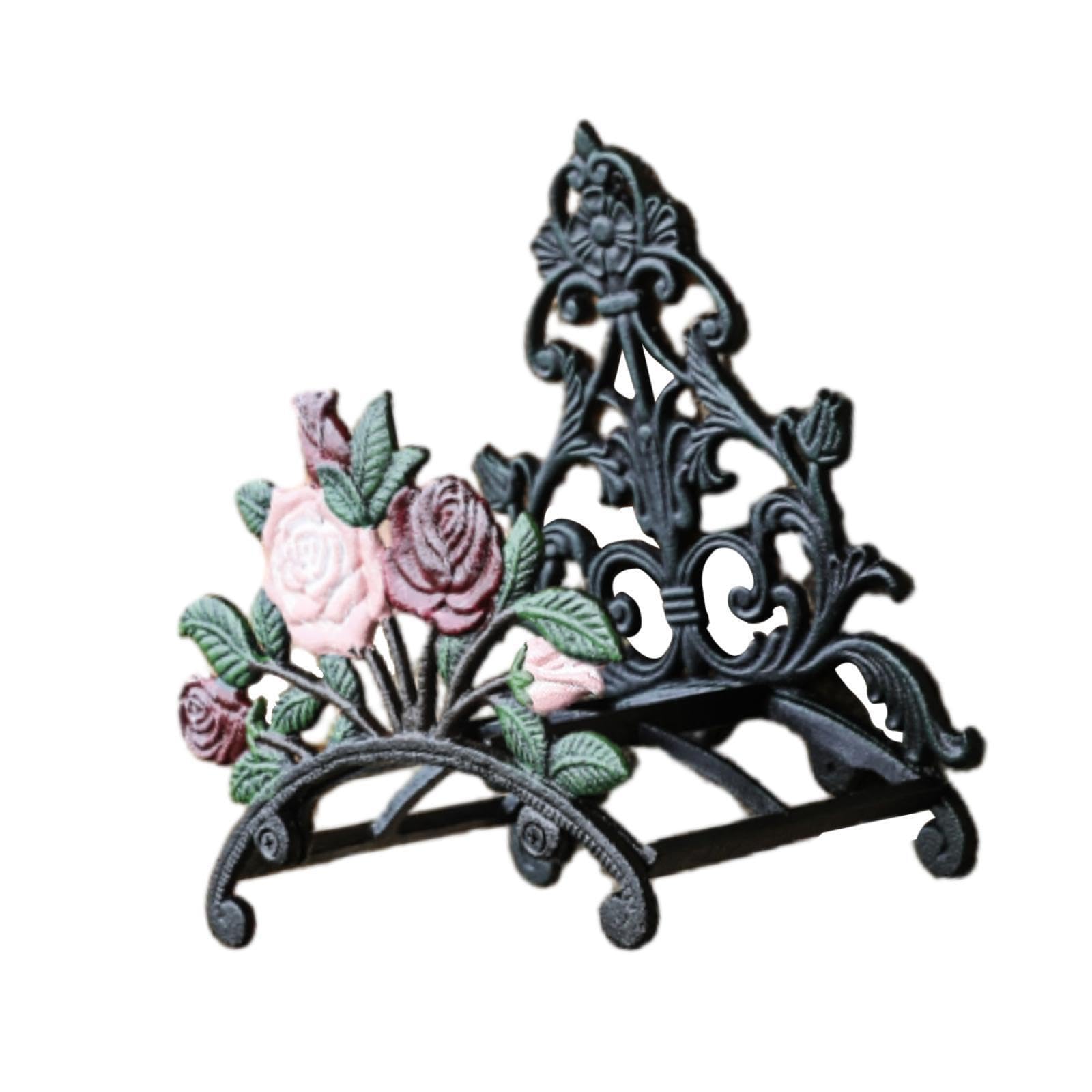 Mophrati Black Sturdy Garden H Rack Unique Wall Mounted Decor For Outdoor Spaces Unique Painted Pattern Adds Bit Of Warmth And Vigor Garden H Holder Water Hanger, Rose