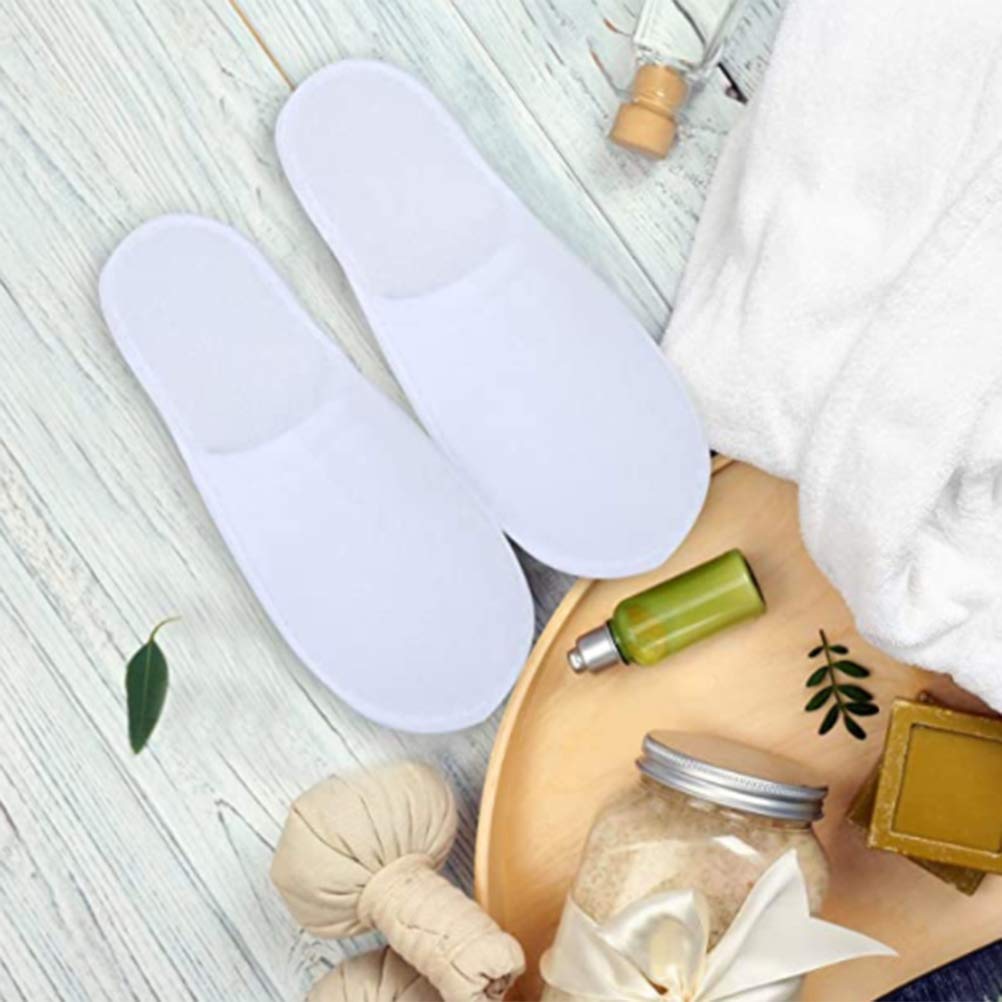 Jednorazowe kapcie, 12 par białych zamkniętych palców w podróży hotel spa dla par mieszkania jednorazowe do salonu piękności w domu, hotelu dla mężczyzn i kobiet