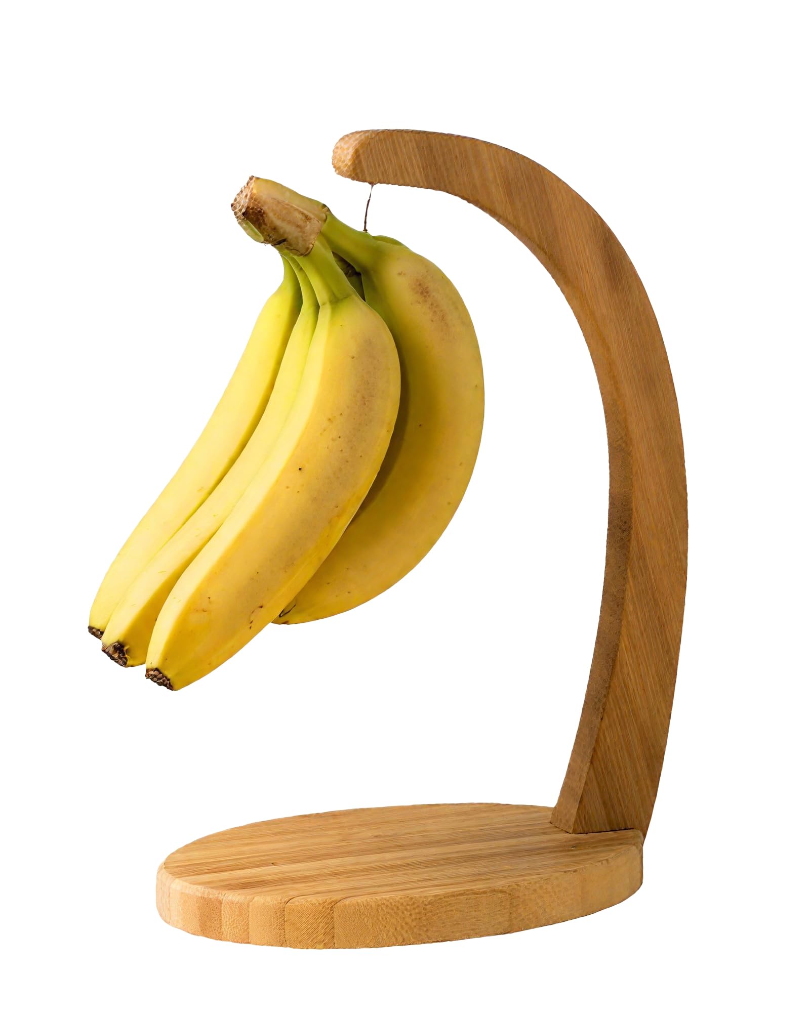 Magemata Bamboo Banana Holder Stand, Wooden Banana Hanger Stand with Stainless Steel Hook,Grape Holder Banana Hanger Tree Stand Hook for Kitchen