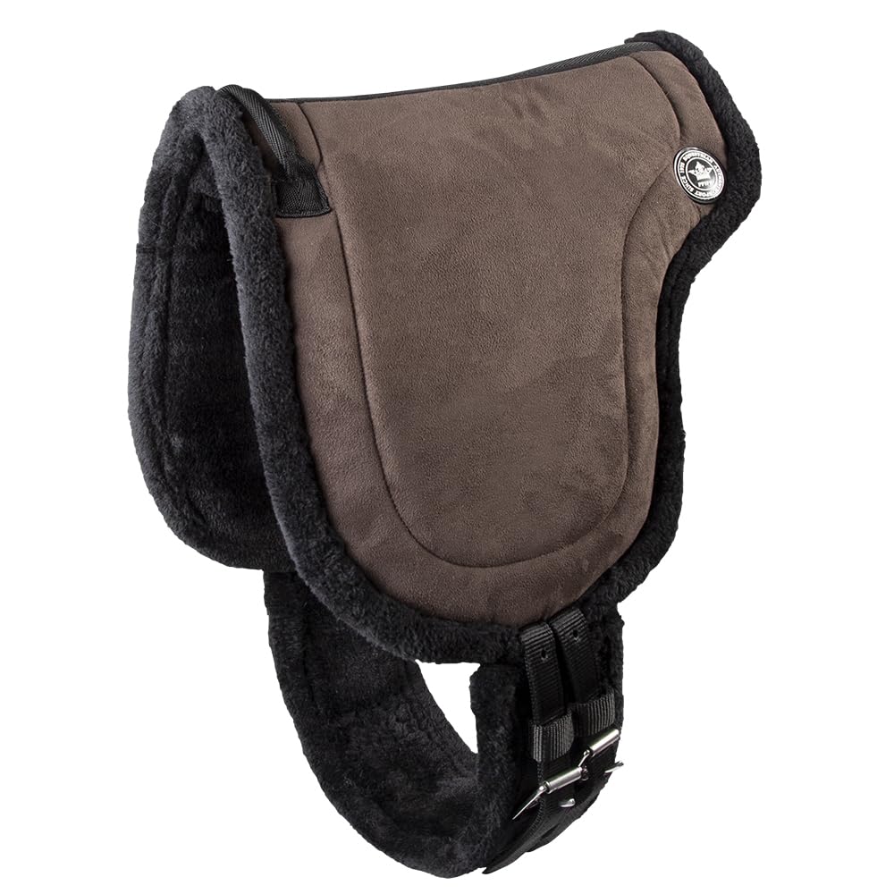 PFIFF 103004 Bareback Pad, Cuscino da Equitazione Senza Albero, in Finta Pelle Scamosciata e Pelliccia Sintetica, Cuscino per Sella, Colore Marrone