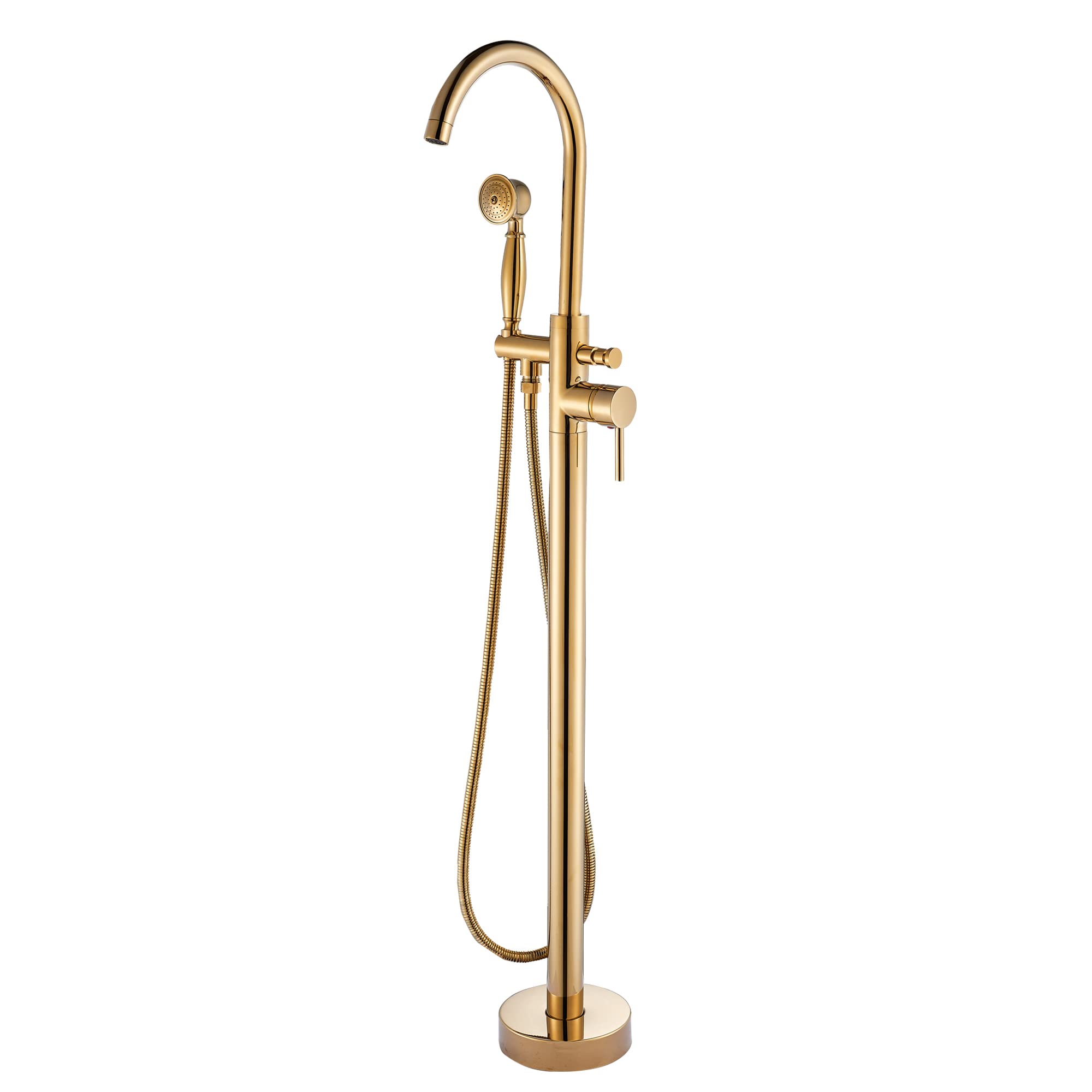 Votamuta Gold Finish Bathroom Freestanding Tub Filler Bathtub Faucet