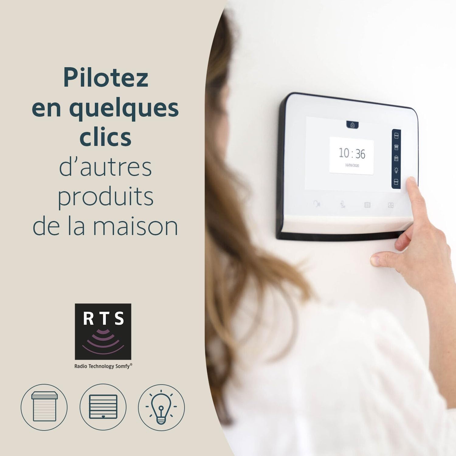 Somfy Visiophone V350 Connect Interphone connecté Écran 7 pouces Vision nocturne Contrôle 5 équipements RTS