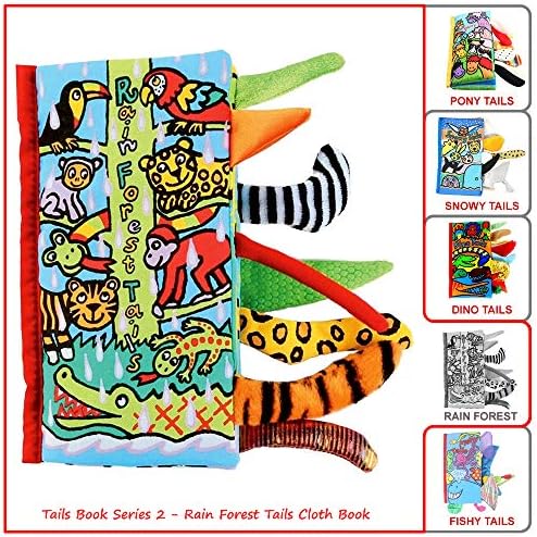 Soft Cloth Books For Babies,Animal Tails Book,Crinkle Fabric books For Infants,Toddlers,Boys