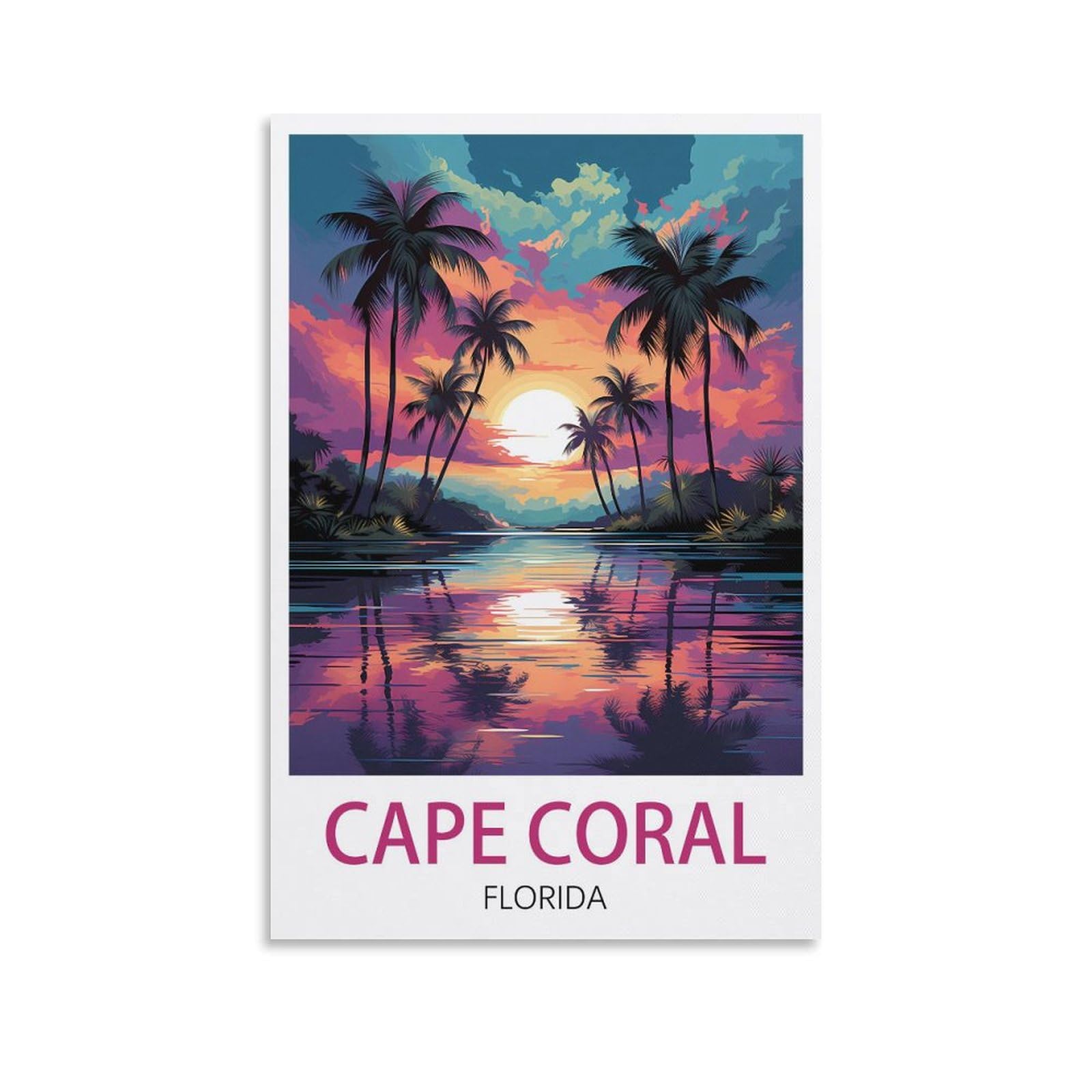 Orbana Unframe-Style Cape Coral Florida Vintage Travel Posters 08X12inch(20X30cm) Canvas Print For Living Room, Bedroom, Dorm, Home, Office Wall Decoration