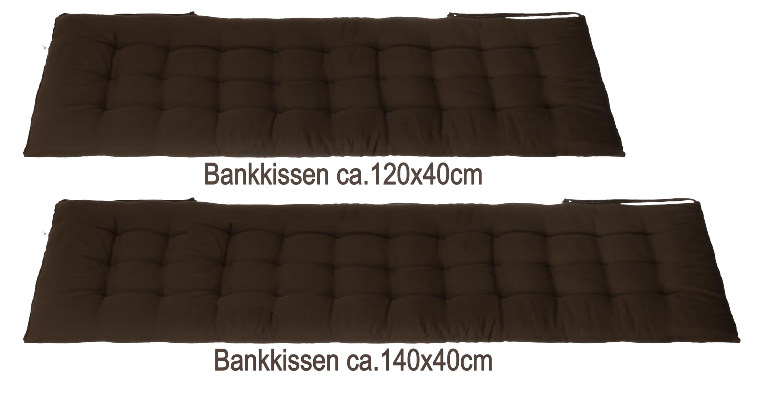 Brandsseller Coussin de banc - Pour l'extérieur et l'intérieur - 27 surpiqûres - Marron - 120 x 40 x 4 cm