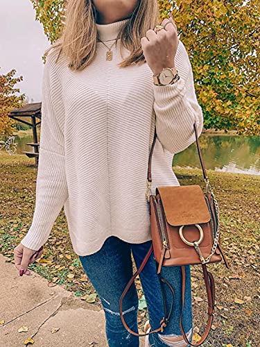 Image of ANRABESS Womens Casual Fall Sweater Turtleneck High Neck Batwing Sleeve Oversized Sweater Dress