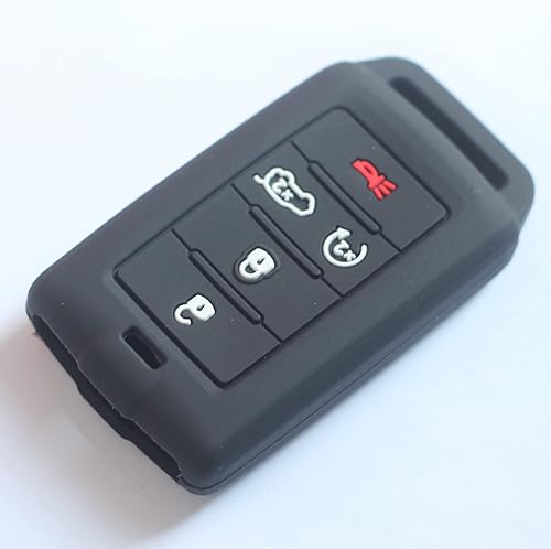 Miniatura 4 de 2 fundas de silicona de goma para llavero inteligente con 5 botones, protector de piel sin llave con llavero compatible con Jeep Grand Cherokee