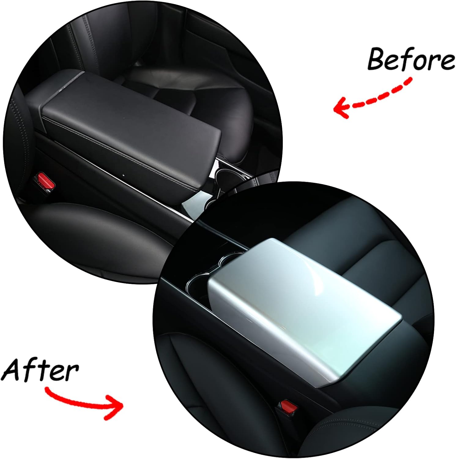 ABS Car Center Control Armrest Box Storage Box Cover Protector Decorative Panel for Tesla Model 3/Y 2017 2018 2019 2020 2021 2022 2023 (Silver)