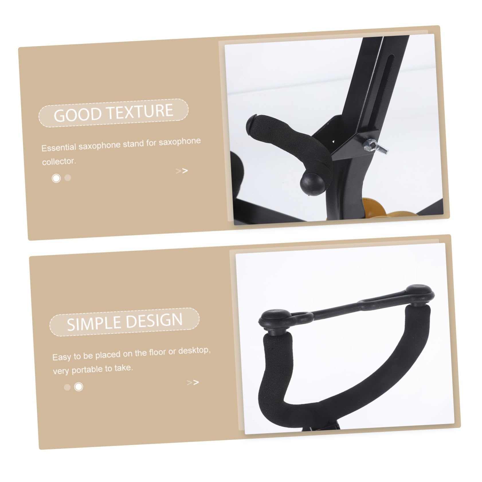 Supporto Sax Alto Nero e Pieghevole, Rack Tenore | Ferro, Schiuma e Abs, Uso su Tavolo, per Clarinetto e Collezionista di Sax