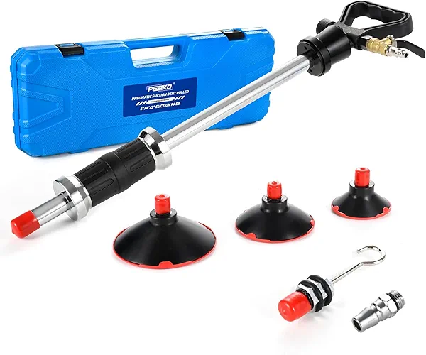 PESIKO 3-Size Air Pneumatic Dent Puller Kit - 75mm/100mm/125mm Suction Cups Slide Hammer for Paintless Car Body Repair