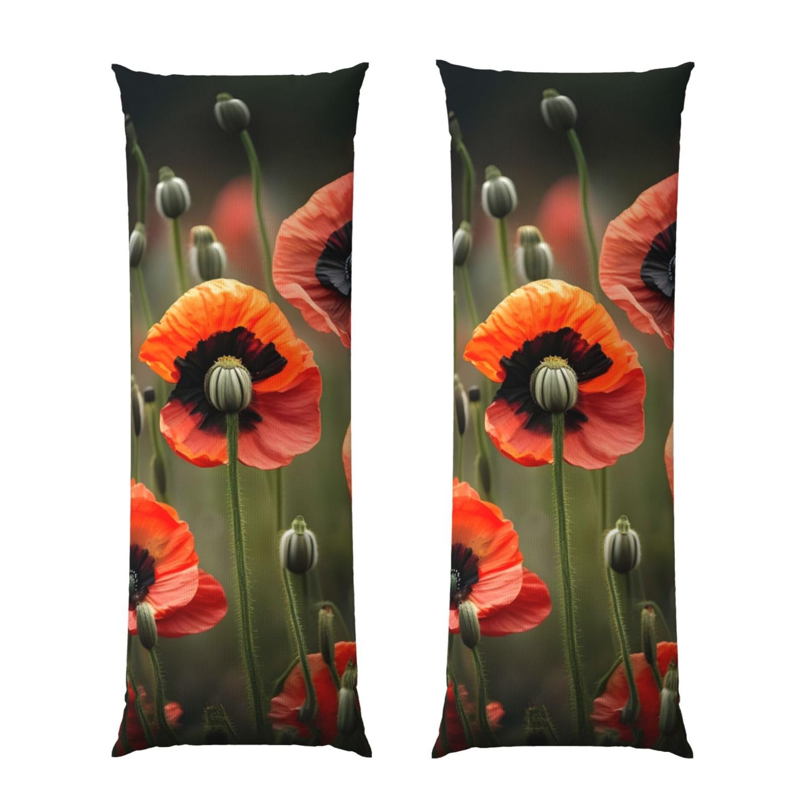 Taie d'oreiller longue respirante coquelicots contre les nuits agitées housse ultra douce