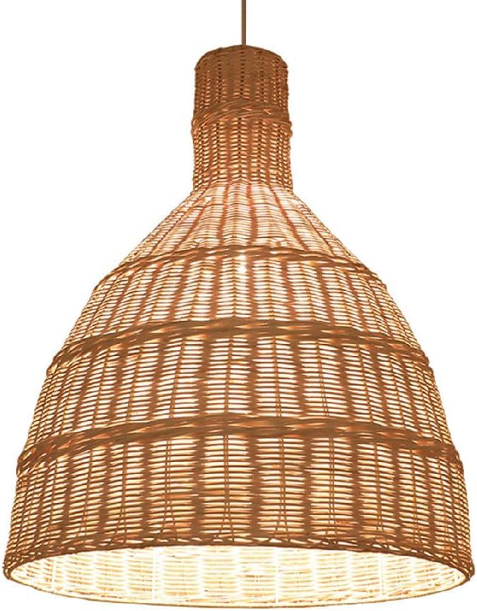 Abat-jour naturel en osier tissé QTHWB pour suspension bohème de salon