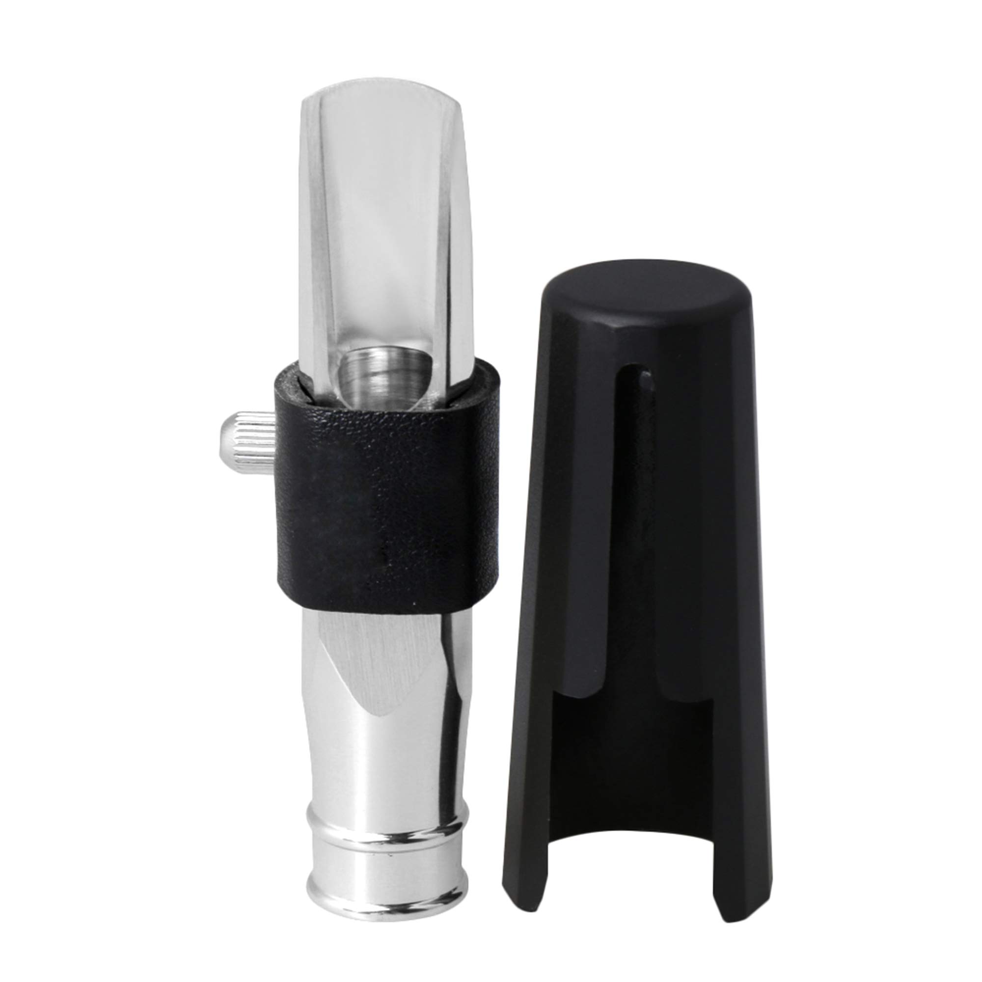Embout de saxophone ténor 6# avec capuchon de ligature en cuir PU argenté