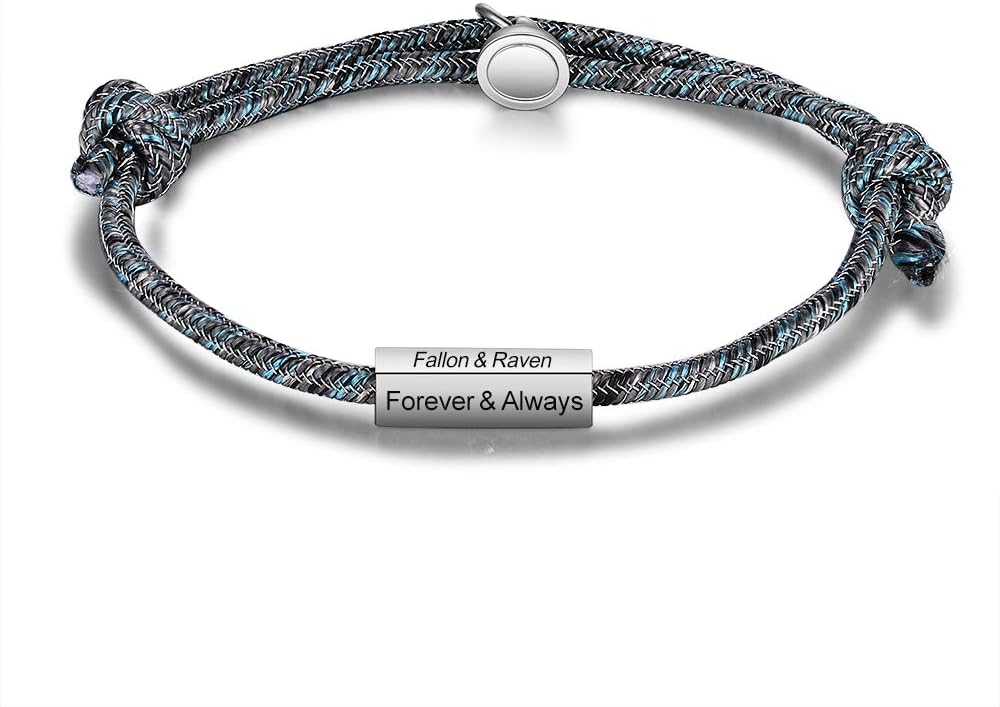 Personalised Distance Magnetic Couples Bracelets for His and Her, Adjustable Fabric Love Bracelets for Boyfriend Girlfriend,Matching Rope Braided Bracelet for Husband Wife, Men Women 1pc