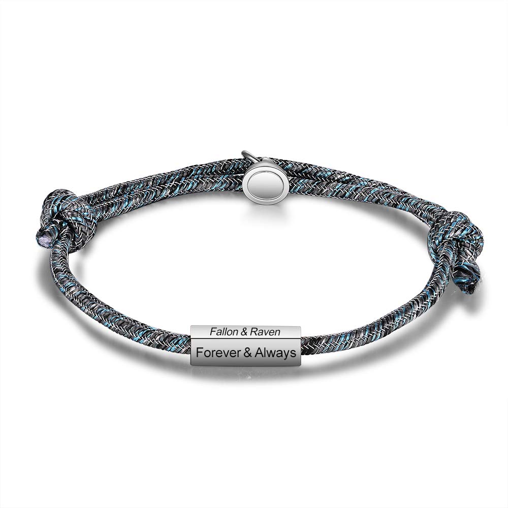 Personalised Distance Magnetic Couples Bracelets for His and Her, Adjustable Fabric Love Bracelets for Boyfriend Girlfriend,Matching Rope Braided Bracelet for Husband Wife, Men Women 1pc