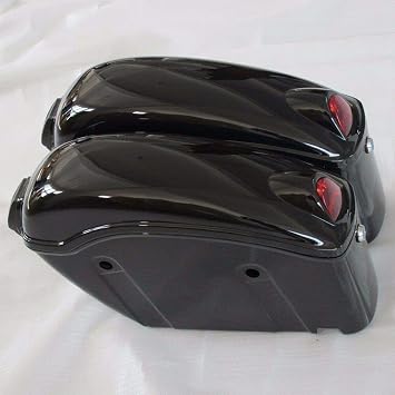 Saddle Bags Trunk Luggage Black Hard w/Lights Mount Bracket Motorcycle Cruiser