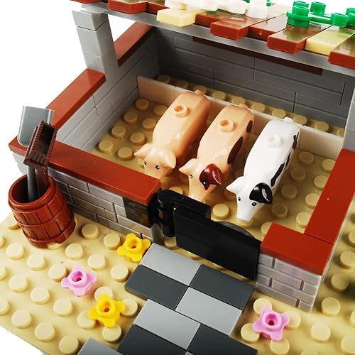 Miniatura 6 de Bloques de construcción de animales, accesorios de sedería de zoológicos, juego de ladrillos de construcción, kit de construcción de bricolaje,