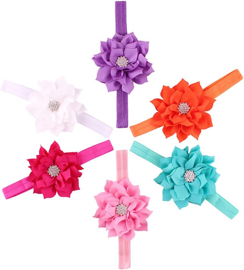Baby Girls Headband Set with Flowers Bows Elastic Headbands Great Gift Set for Newborn Toddler Child
