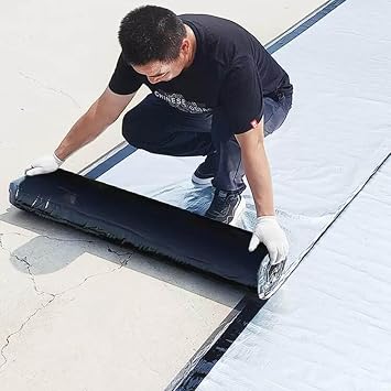 Synthetic Waterproof Roof Underlayment, Roof SBS Asphalt Self-adhesive Waterproofing Membrane Waterproof Insulated Aluminum Shield Material Self-Adhesive Cracks Tile Patch Tape  Color Silver-1.5mm