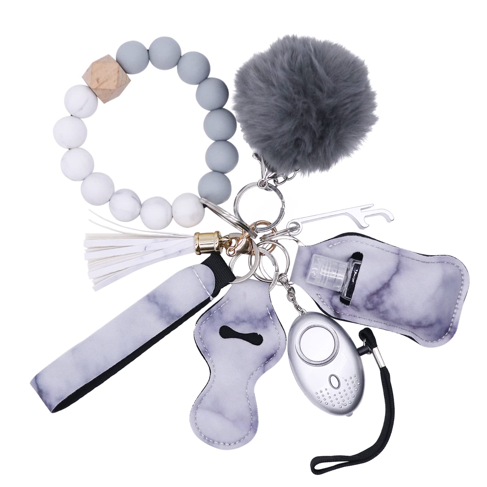 CHPITOSKeychains Set for Women Protection, 9PCS Bead Keychain Bracelet Full Set, Self Protection Bracelet Key Ring Set