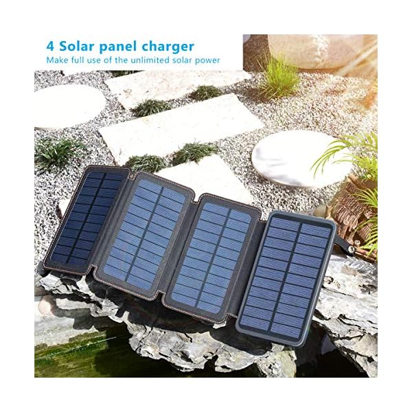 Solar-Charger-25000mAh-FEELLE-Solar-Power-Bank-with-Dual-21A-USB-Output-Portable-External-Battery-Charger-for-Smart-Phone-Tablet-and-More FEELLE Solar Charger Power Bank - 25000mAh Portable Phone Charger 3A Fast Charging External Battery Pack with 4 Solar Panels for Phone Outdoor Camping Orange