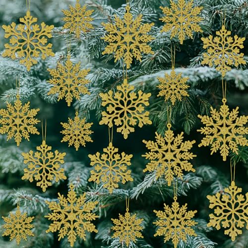 24PCS Snowflake Ornaments, Gold Christmas Tree...