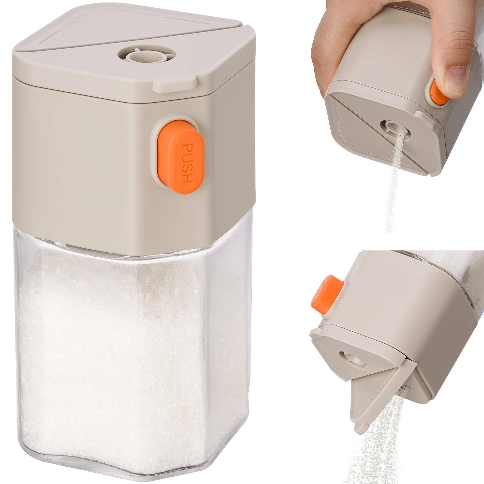 NiHome Sugar Dispenser with Dual Outlet Design, One-Hand Operation Kitchen Container for Granulated Sugar, 6oz Clear Body, Easy Refill Wide Opening for Cooking, Baking, and Beverage Use