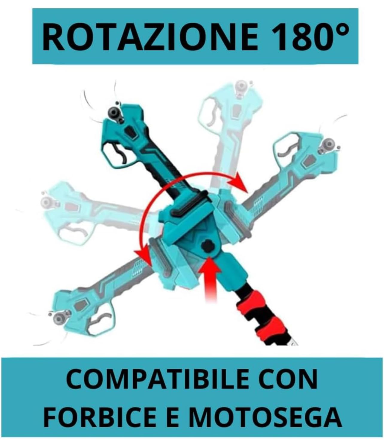 Accessori Kit Potatura 3 in 1 a Batteria: Forbici Elettriche + Mini Motosega 6” + Asta Telescopica 128-248 cm