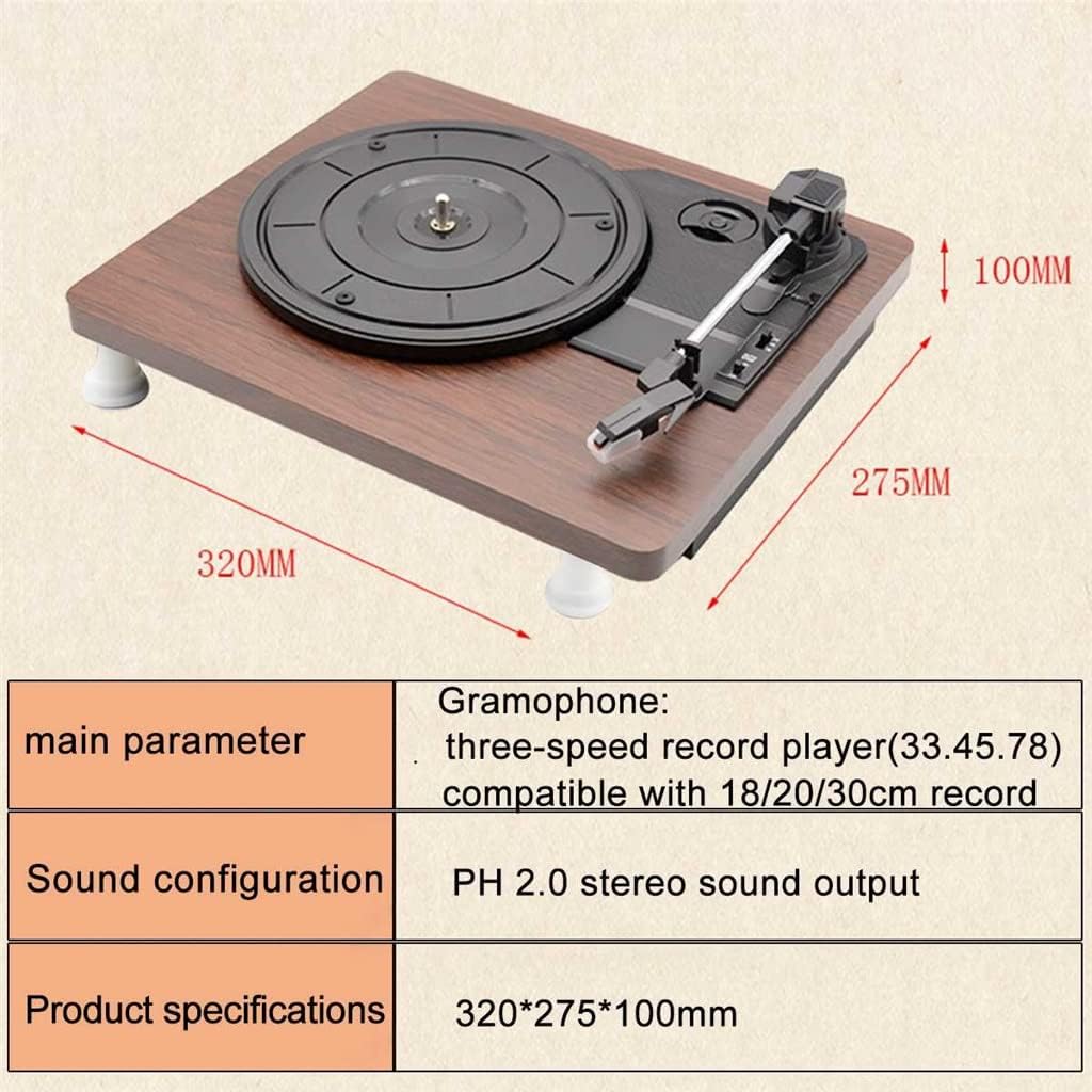 33/45/ 78 RPM Record Player Antique Gramophone Turntable Disc Vinyl Audio PH 2.0 Stereo 3.5mm Output Out 5V