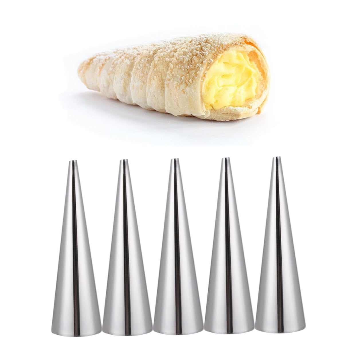 CIYODO 27pcs Conical Shaped Croissant Moulds Stainless Steel Bread Baking Tools for Home Bakery Baking Supplies for Delicious Bread Making