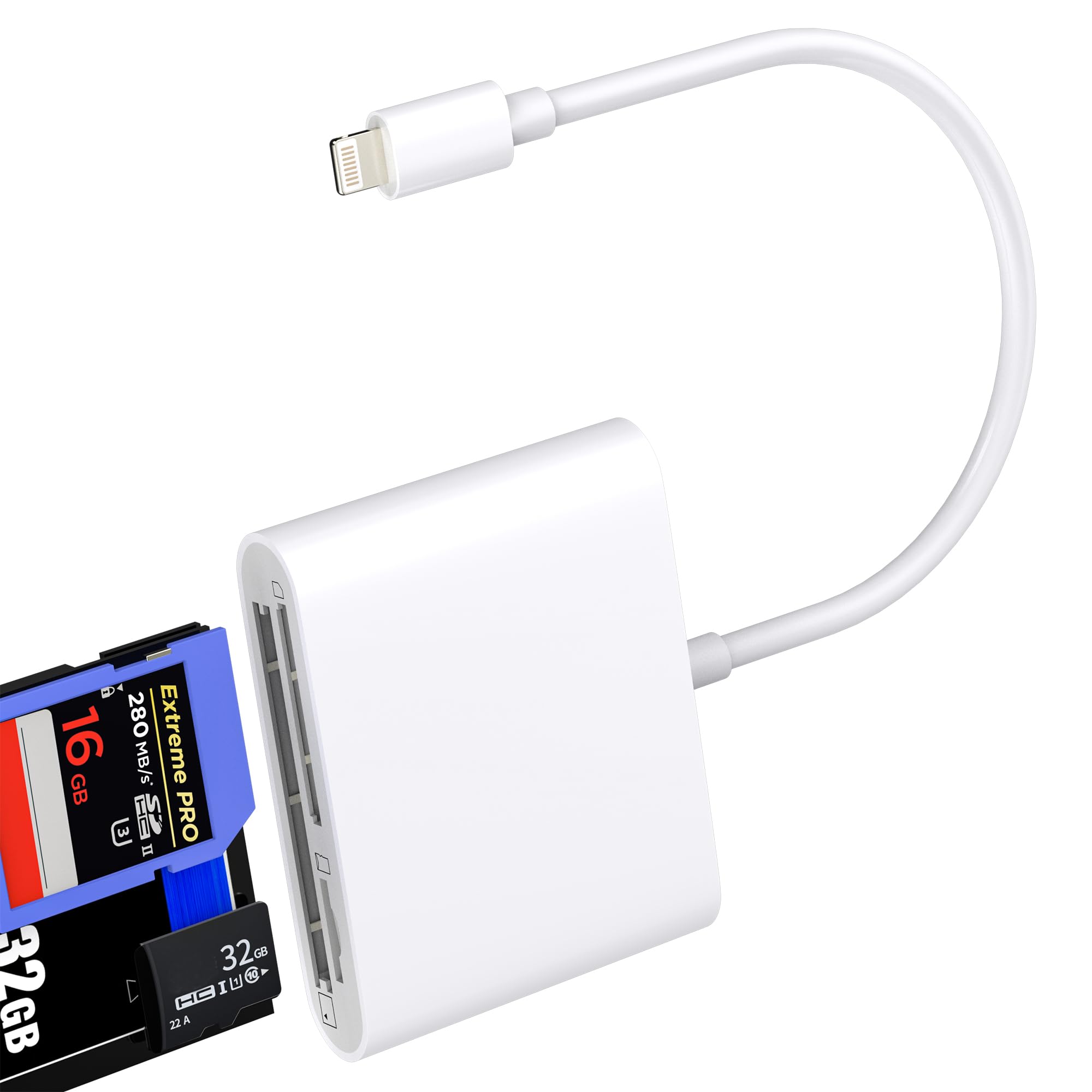 Lightning to CF SD Micro SD Card Reader(3in1)for iPhone 14 13 12 11 Pro Max Adapter Digital Camera TF Memory Photo Transfer Converter for Apple MFI Certified for iPad Pro External Storage Accessories-image-36