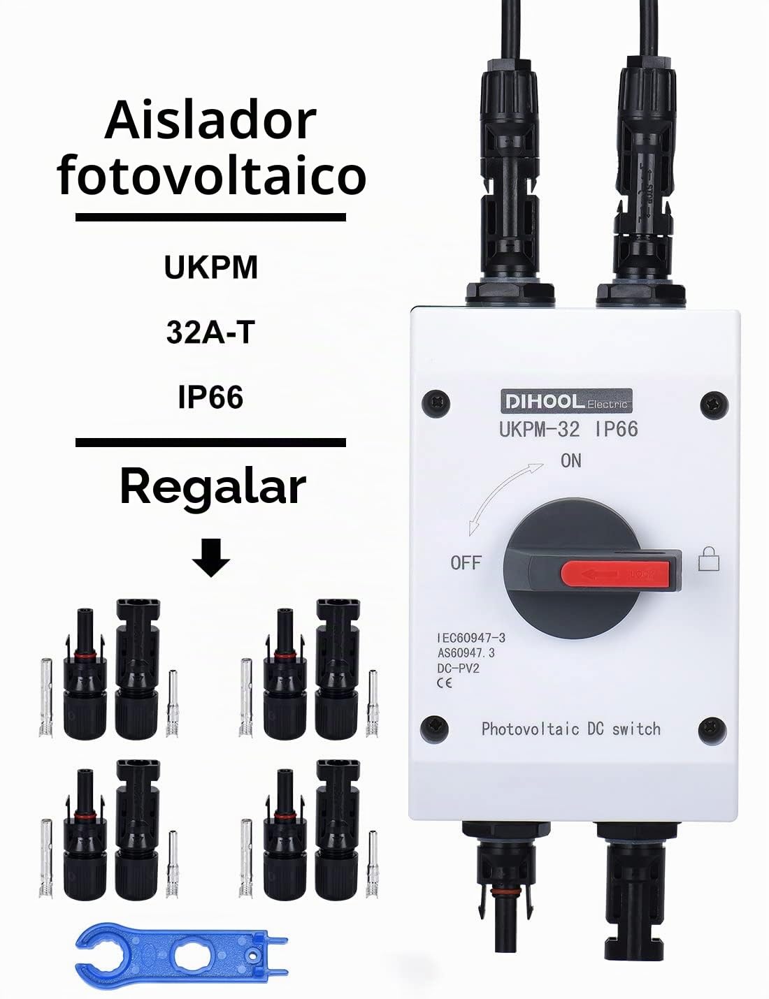 1000V 32A disyuntor dc on off solar panel switch interruptor fotovoltaico IP65 a prueba de agua