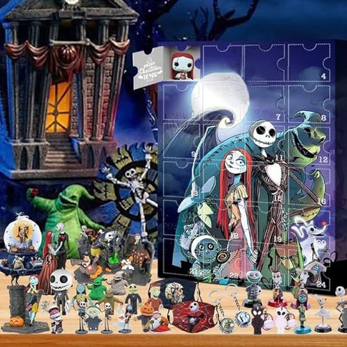 Christmas Advent Calendar 2024, Horror 24 Day Halloween Christmas Countdown Calendar with 24 Different Gifts, Surprise Christmas Advent Calendar Doll Collectible Figures Gift (#2)