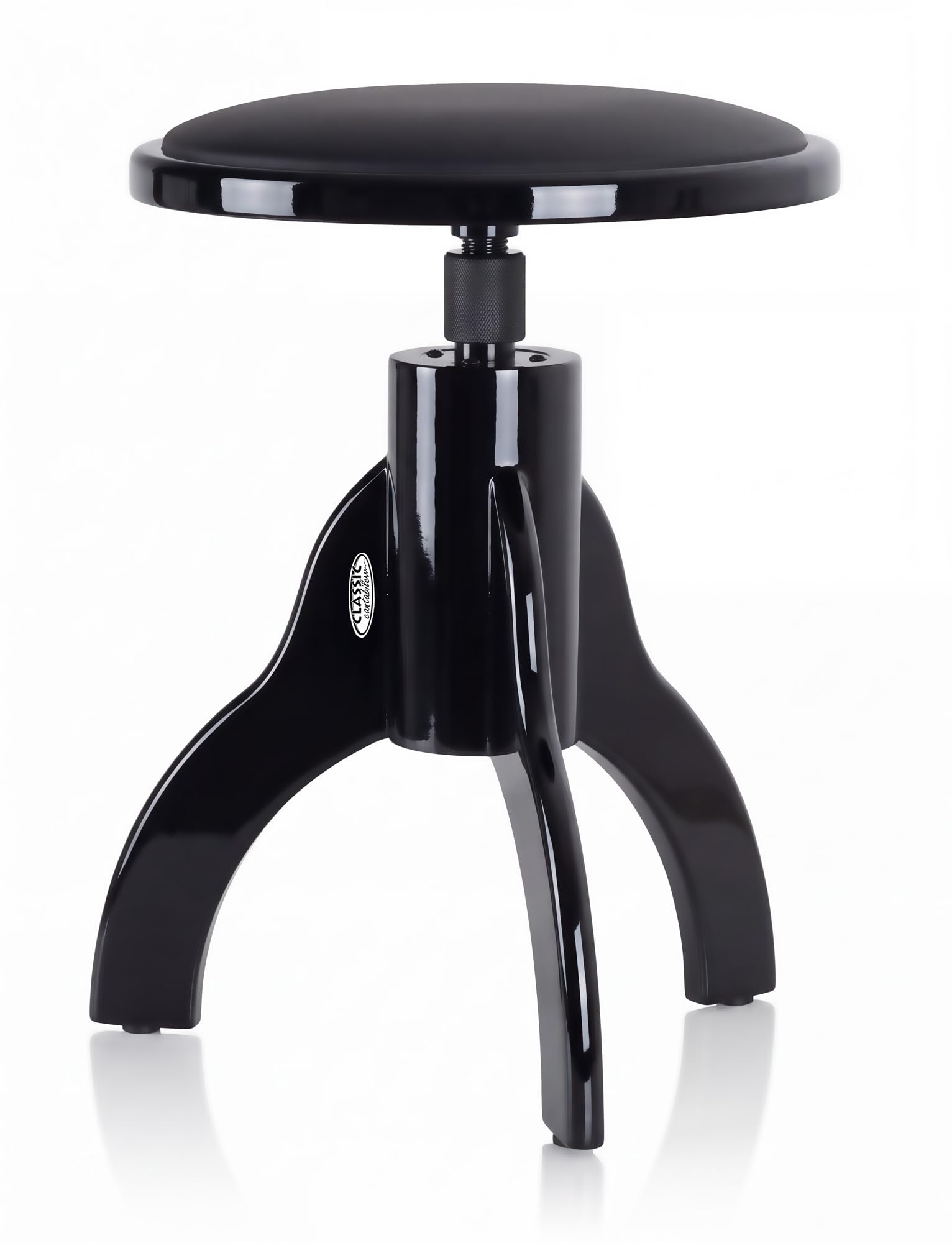 Classic Cantabile Tabouret De Piano Similicuir, 47-60 cm, Noir Brillant