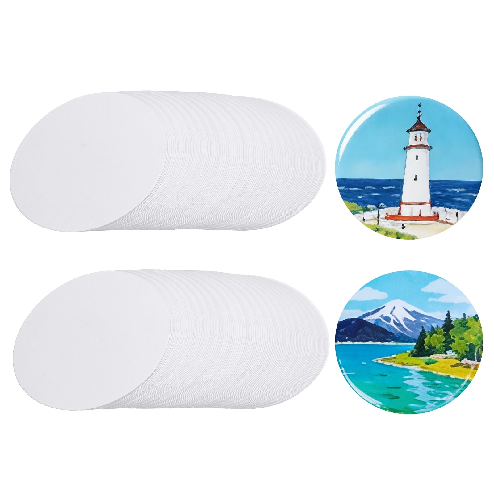 sourcing map 200 Pcs Button Badge Blank Paper, 61mm Badge Making Paper for Painting, Badges Button Supplies Thick Round Cardstock for 2 Inch/50mm Round Pin Buttons, Badges, DIY Projects