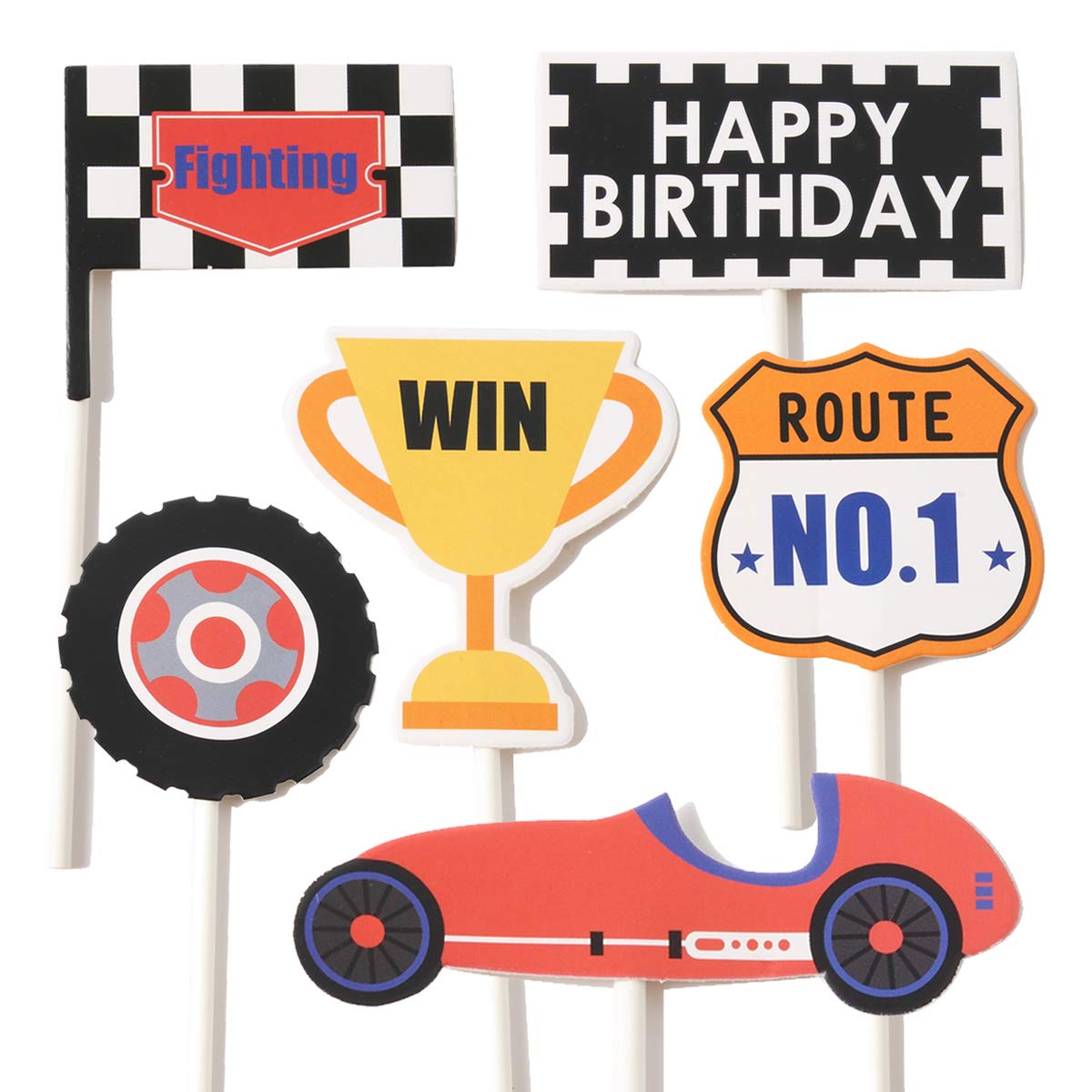 C L cooper life 36Pcs Race Car Cupcake Toppers Racing Car Birthday Decorations for Race Car Birthday Party Favors Let's Go Racing Party Racing Car Baby Shower Supplies